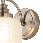 Luminosity Designs - Satin Nickel Sledmere Single Wall Light, Switched, 1 x E27, Glass Shade - Luminosity Designs Ltd