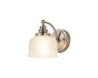 Luminosity Designs - Satin Nickel Sledmere Single Wall Light, Switched, 1 x E27, Glass Shade - Luminosity Designs Ltd