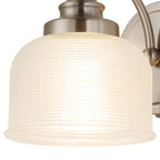 Luminosity Designs - Satin Nickel Sledmere Single Wall Light, Switched, 1 x E27, Glass Shade - Luminosity Designs Ltd