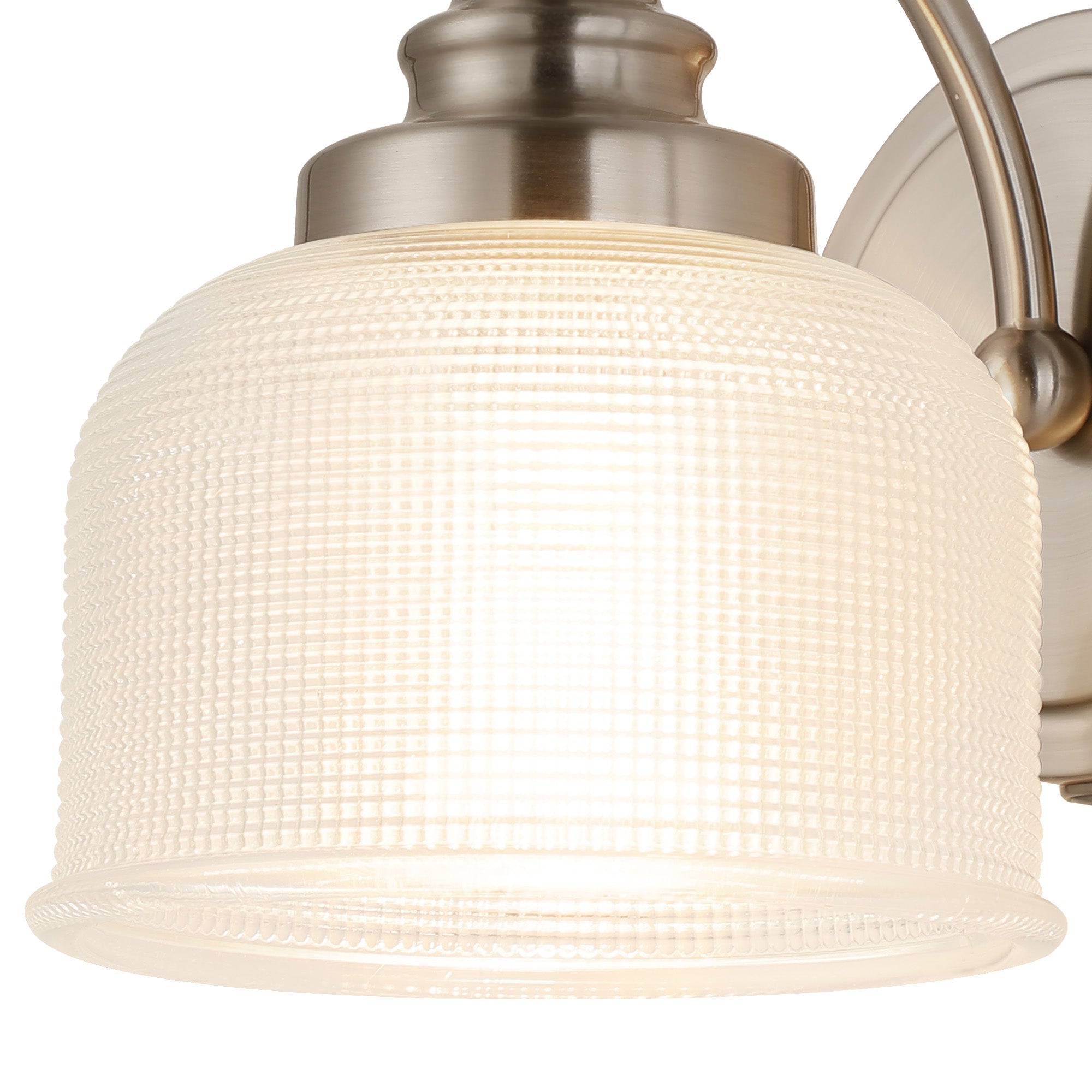 Luminosity Designs - Satin Nickel Sledmere Single Wall Light, Switched, 1 x E27, Glass Shade - Luminosity Designs Ltd