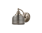 Luminosity Designs - Satin Nickel Sledmere Single Wall Light, Switched, 1 x E27, Glass Shade - Luminosity Designs Ltd