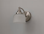 Luminosity Designs - Satin Nickel Sledmere Single Wall Light, Switched, 1 x E27, Glass Shade - Luminosity Designs Ltd