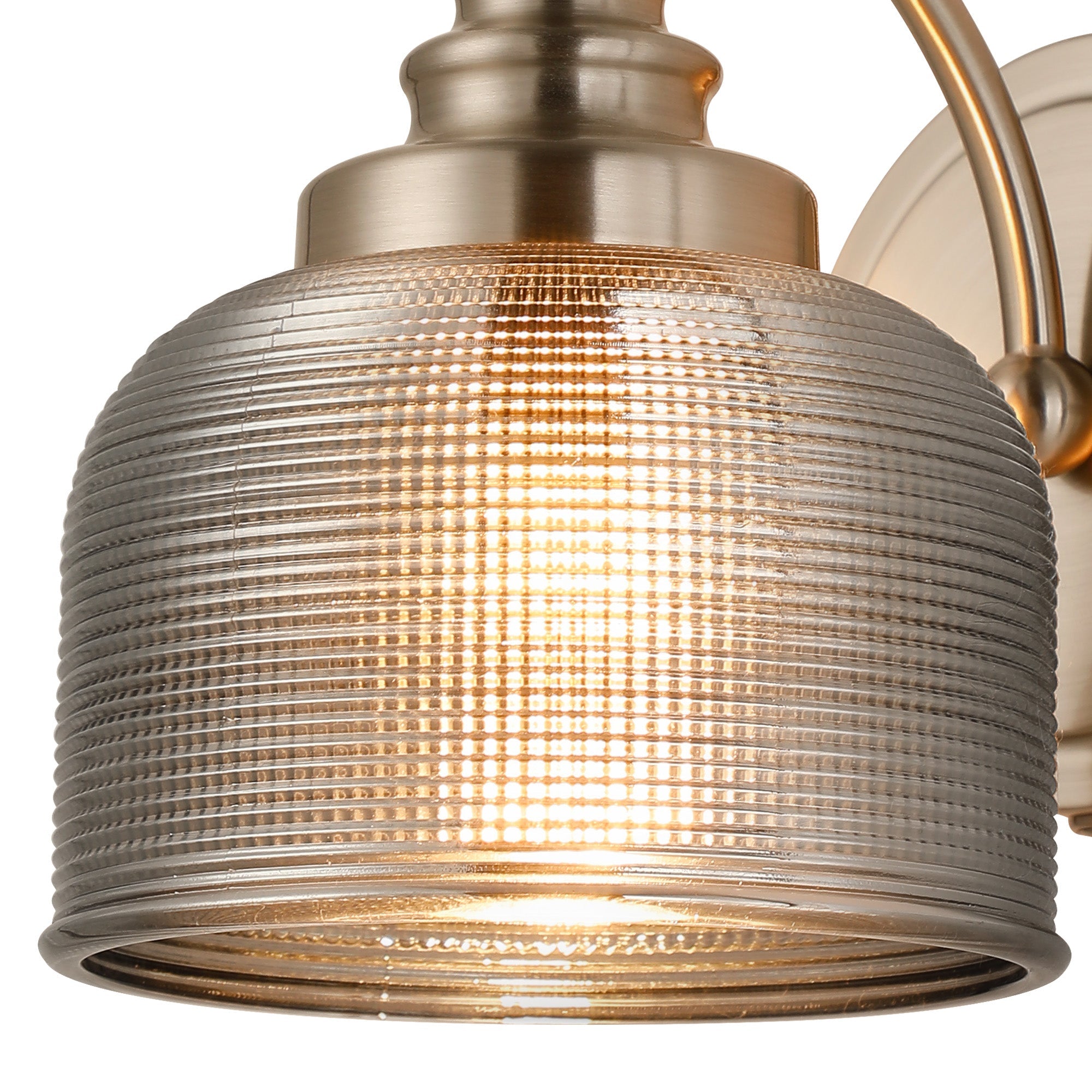 Luminosity Designs - Satin Nickel Sledmere Single Wall Light, Switched, 1 x E27, Glass Shade - Luminosity Designs Ltd