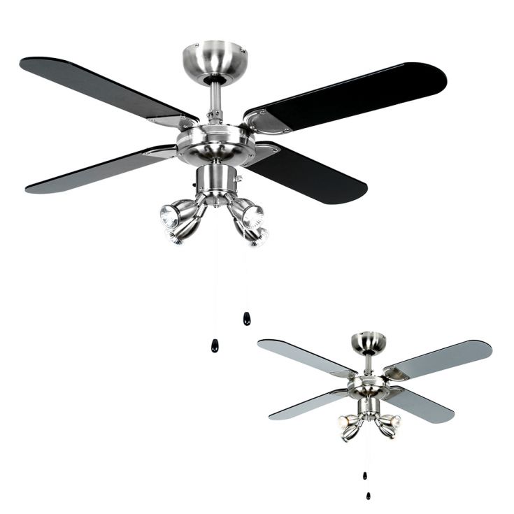 LSE - Scimitar Pull Cord Ceiling Fan With Light - Luminosity Designs Ltd