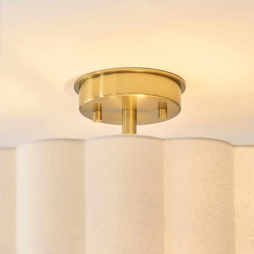 Endon - Serene Art Deco Style 2 Light Semi Flush Fitting with Cotton Shade and Fabric Diffuser - Luminosity Designs Ltd