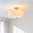 Endon - Serene Art Deco Style 2 Light Semi Flush Fitting with Cotton Shade and Fabric Diffuser - Luminosity Designs Ltd