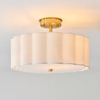 Endon - Serene Art Deco Style 2 Light Semi Flush Fitting with Cotton Shade and Fabric Diffuser - Luminosity Designs Ltd