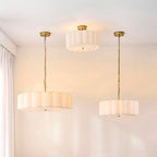 Endon - Serene Art Deco Style 2 Light Semi Flush Fitting with Cotton Shade and Fabric Diffuser - Luminosity Designs Ltd