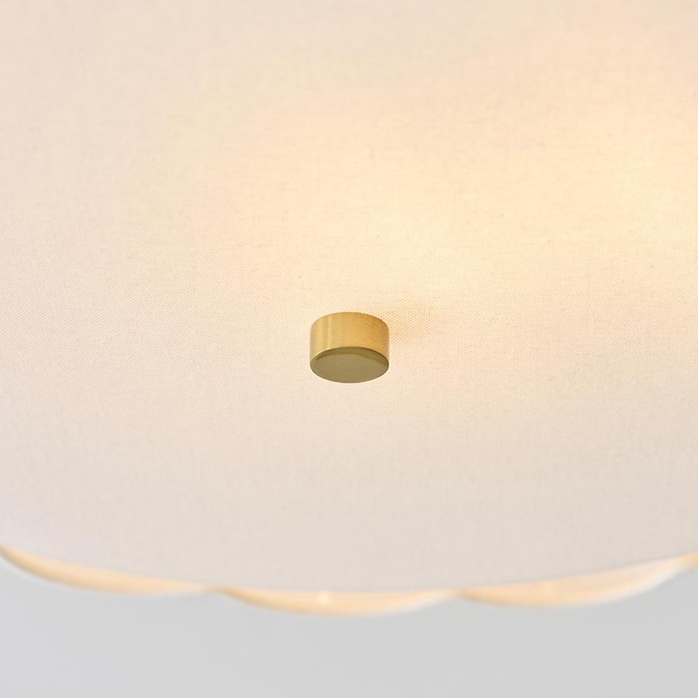 Endon - Serene Art Deco Style 2 Light Semi Flush Fitting with Cotton Shade and Fabric Diffuser - Luminosity Designs Ltd