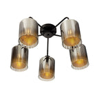Oaks Lighting - Seymour 5 Light Semi Flush with Smoked Glass and Metal interior 5 x E27 - Luminosity Designs Ltd