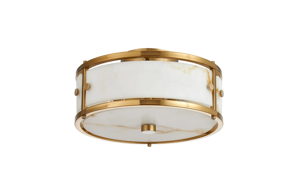 Luminosity Designs Ltd - Sherlock 25cm Round Ceiling, 2 Light E14, IP44, Brass with Faux Alabaster Glass - Luminosity Designs Ltd