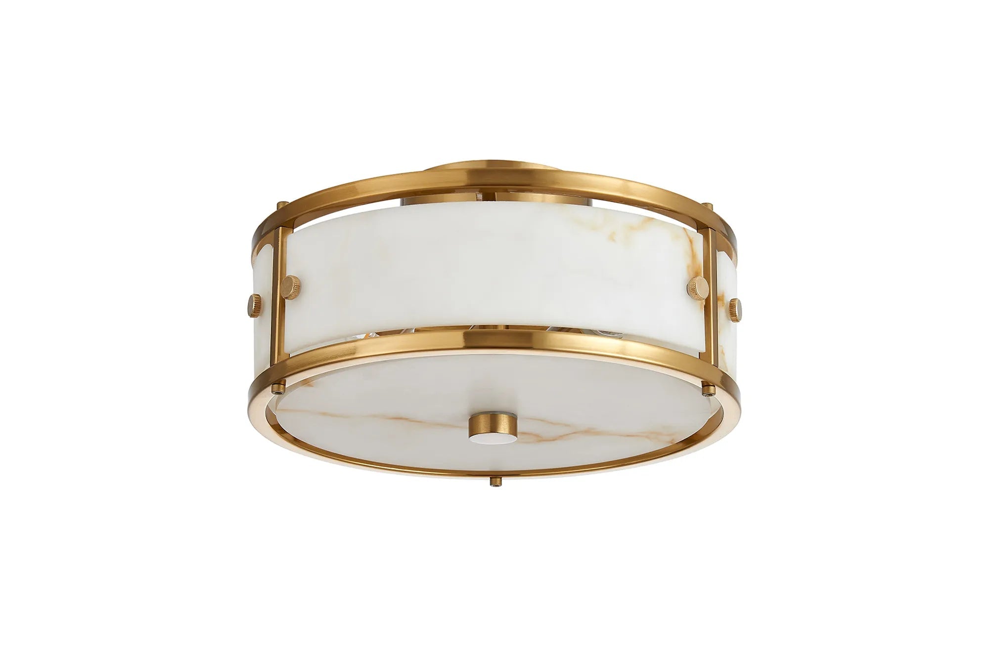 Luminosity Designs Ltd - Sherlock 25cm Round Ceiling, 2 Light E14, IP44, Brass with Faux Alabaster Glass - Luminosity Designs Ltd