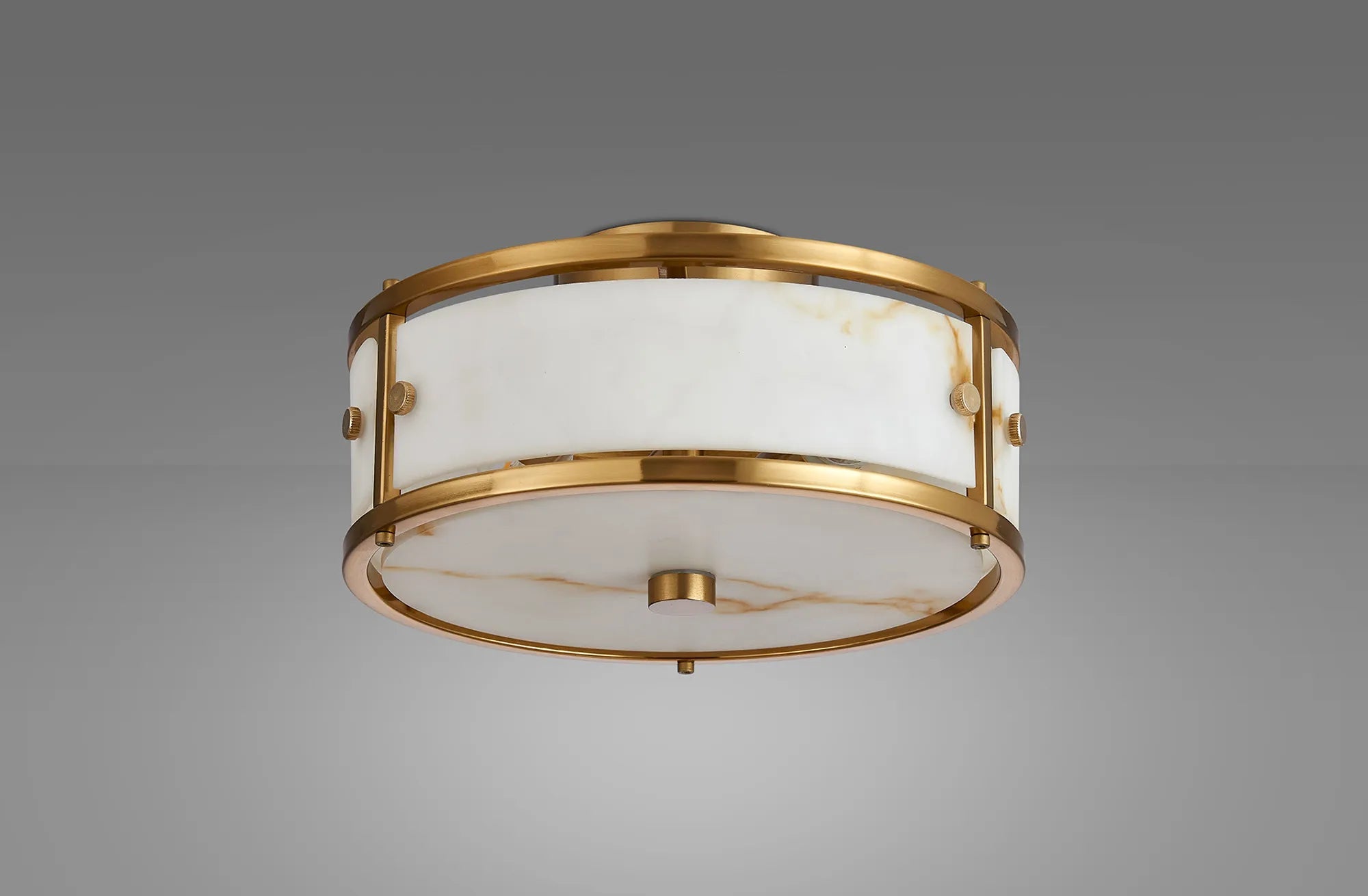 Luminosity Designs Ltd - Sherlock 25cm Round Ceiling, 2 Light E14, IP44, Brass with Faux Alabaster Glass - Luminosity Designs Ltd