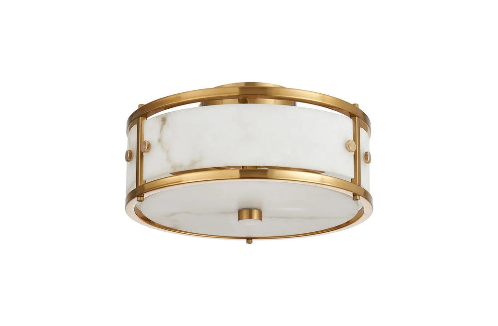 Luminosity Designs Ltd - Sherlock 25cm Round Ceiling, 2 Light E14, IP44, Brass with Faux Alabaster Glass - Luminosity Designs Ltd
