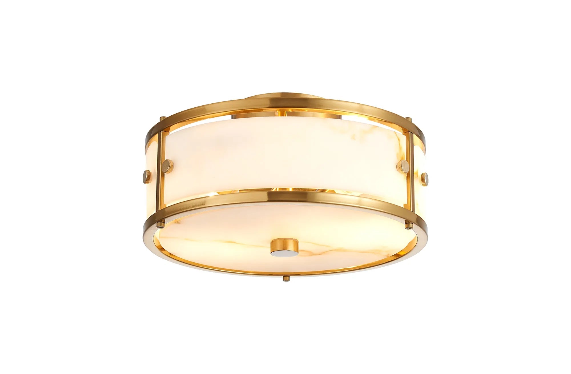 Luminosity Designs Ltd - Sherlock 25cm Round Ceiling, 2 Light E14, IP44, Brass with Faux Alabaster Glass - Luminosity Designs Ltd