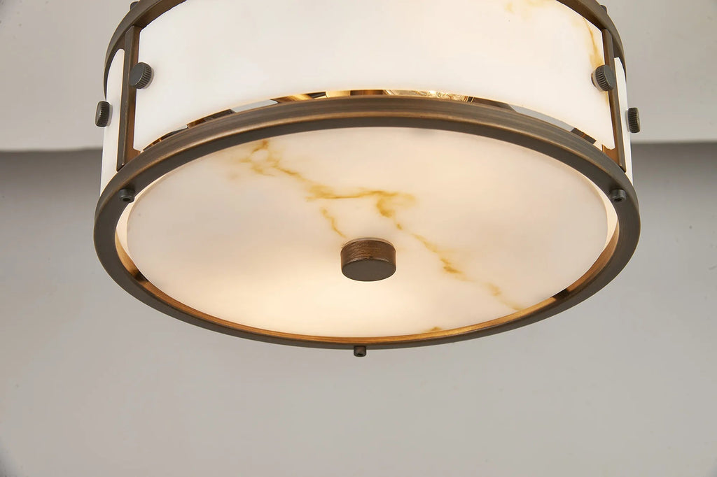 Luminosity Designs Ltd - Sherlock 25cm Round Ceiling, 2 Light E14,, IP44, Painted Bronze with Faux Alabaster Glass - Luminosity Designs Ltd