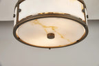 Luminosity Designs Ltd - Sherlock 25cm Round Ceiling, 2 Light E14,, IP44, Painted Bronze with Faux Alabaster Glass - Luminosity Designs Ltd