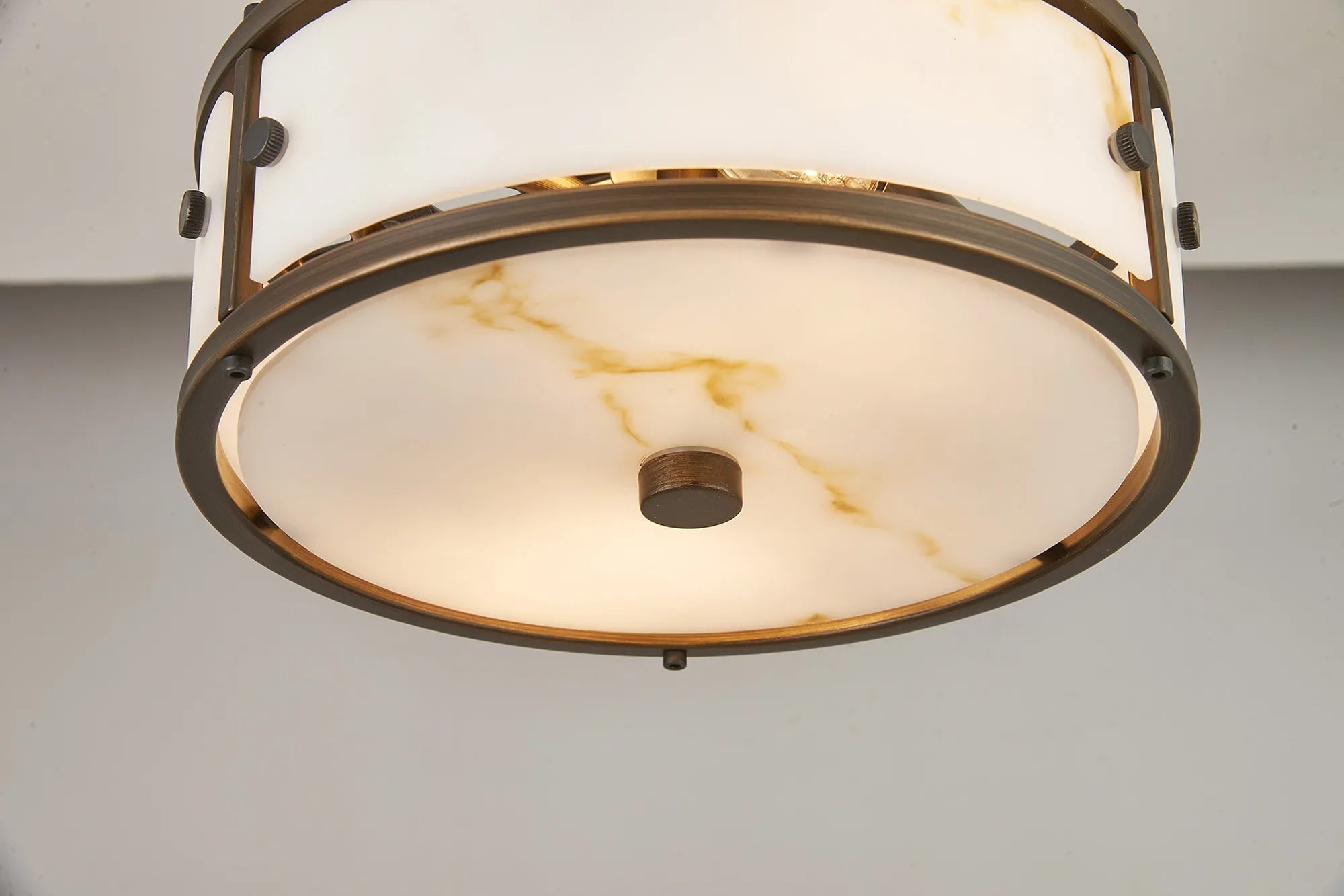 Luminosity Designs Ltd - Sherlock 25cm Round Ceiling, 2 Light E14,, IP44, Painted Bronze with Faux Alabaster Glass - Luminosity Designs Ltd