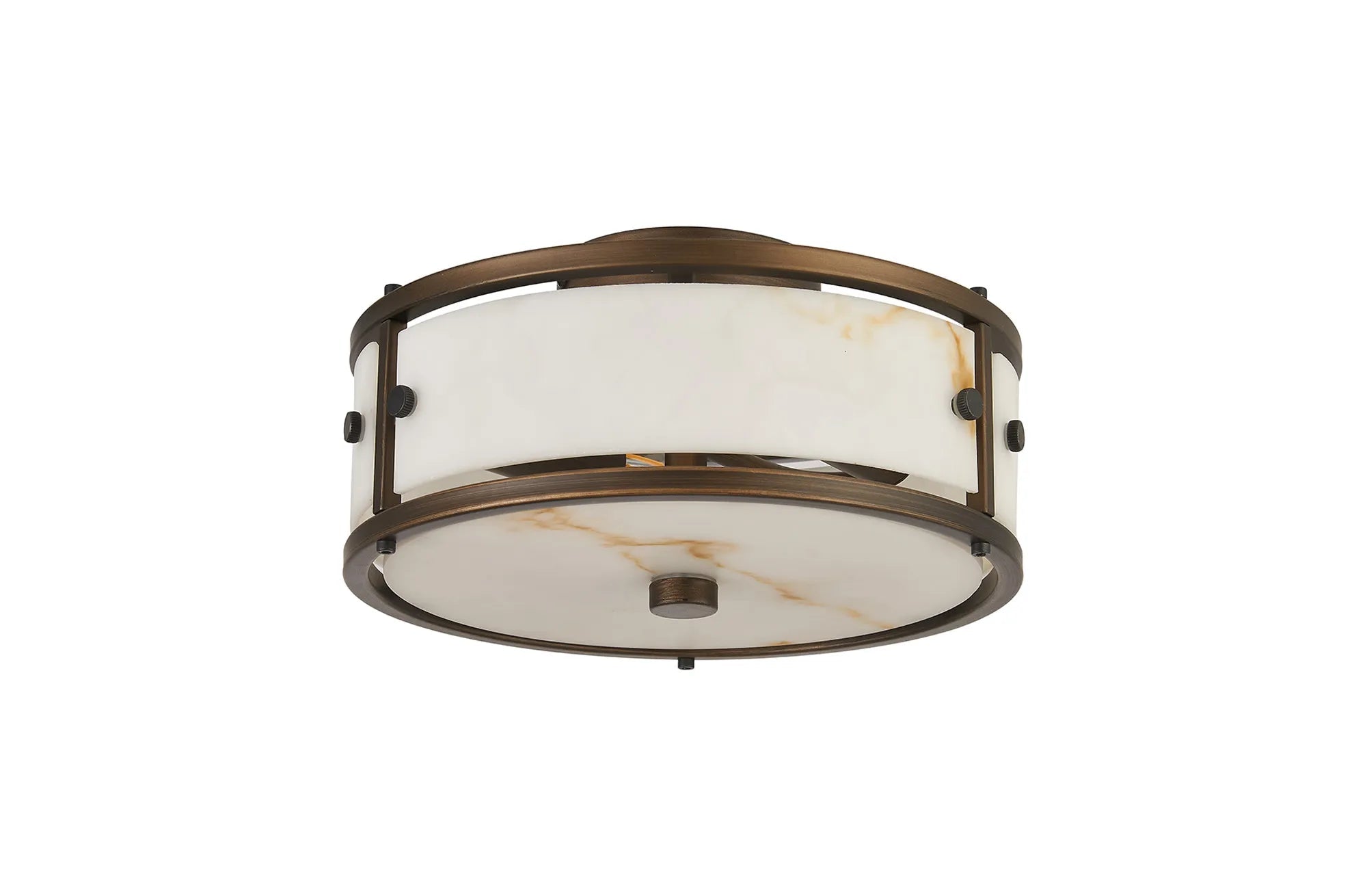 Luminosity Designs Ltd - Sherlock 25cm Round Ceiling, 2 Light E14,, IP44, Painted Bronze with Faux Alabaster Glass - Luminosity Designs Ltd