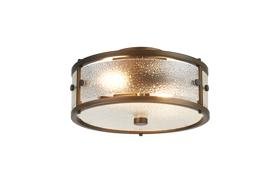 Luminosity Designs Ltd - Sherlock 25cm Round Ceiling, 2 Light E14,, IP44, Painted Bronze with Faux Alabaster Glass - Luminosity Designs Ltd