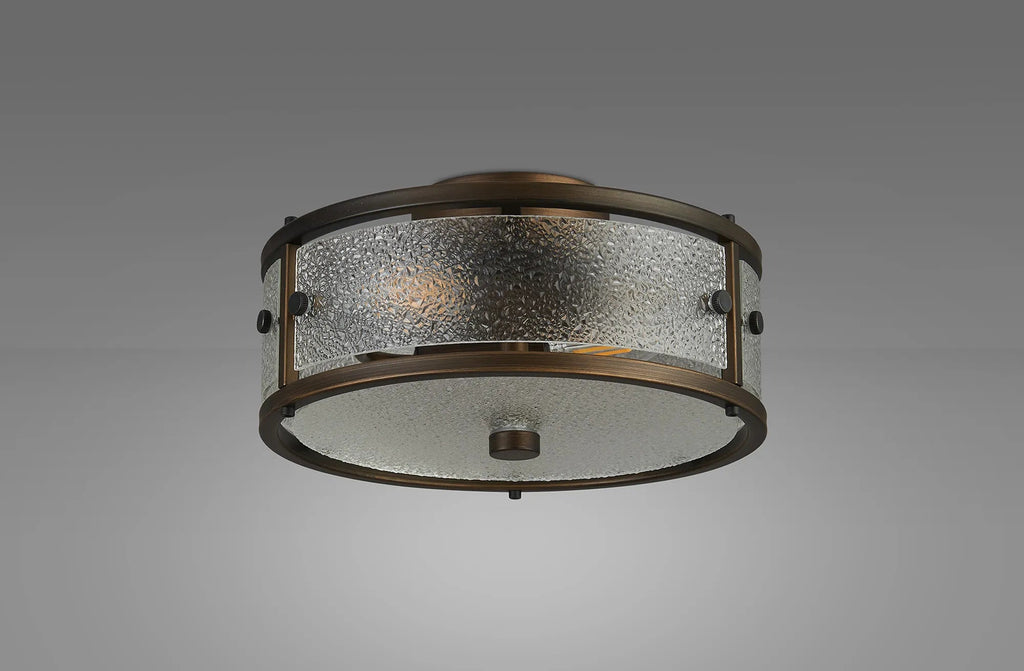 Luminosity Designs Ltd - Sherlock 25cm Round Ceiling, 2 Light E14,, IP44, Painted Bronze with Faux Alabaster Glass - Luminosity Designs Ltd
