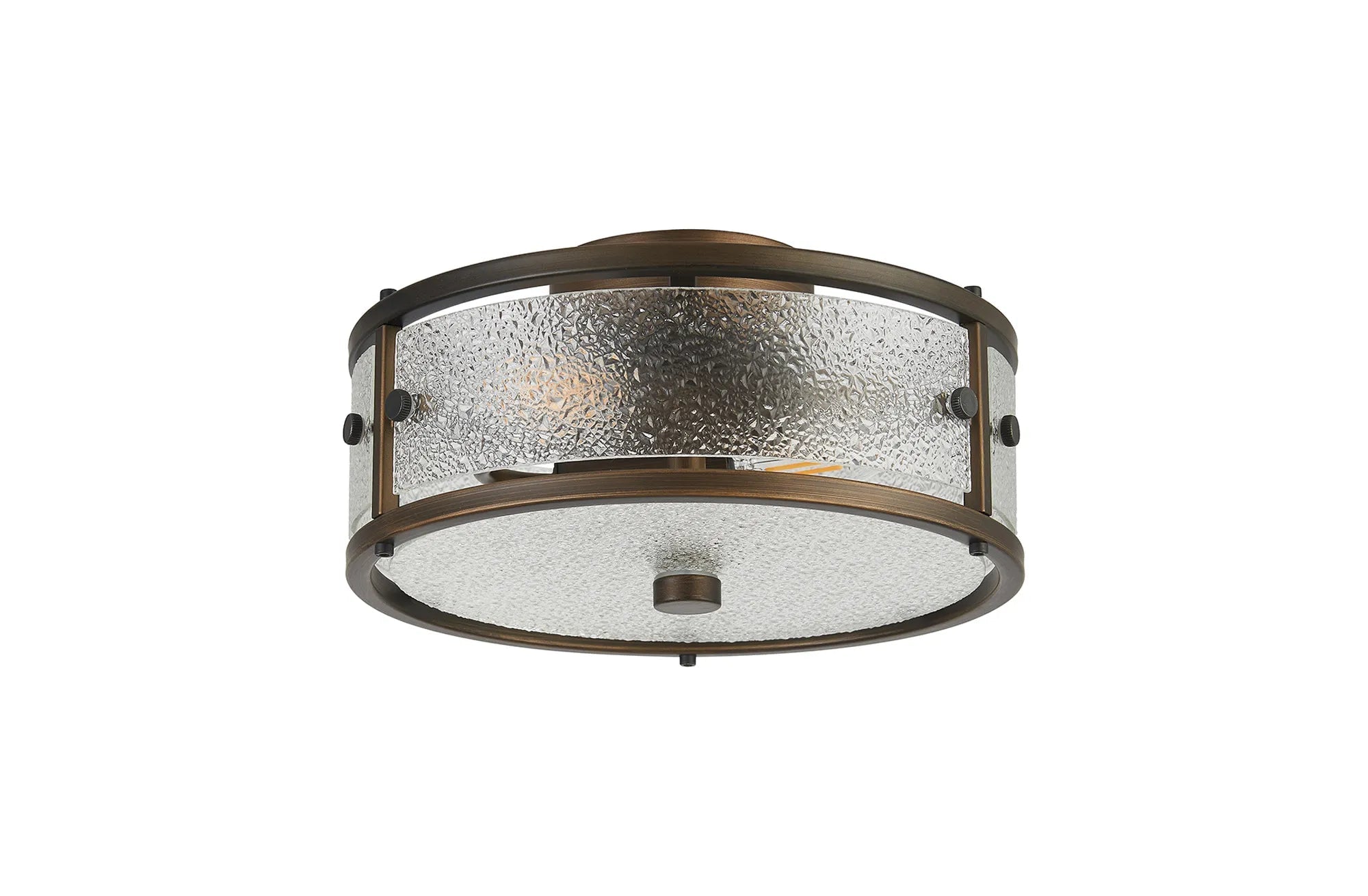 Luminosity Designs Ltd - Sherlock 25cm Round Ceiling, 2 Light E14,, IP44, Painted Bronze with Faux Alabaster Glass - Luminosity Designs Ltd