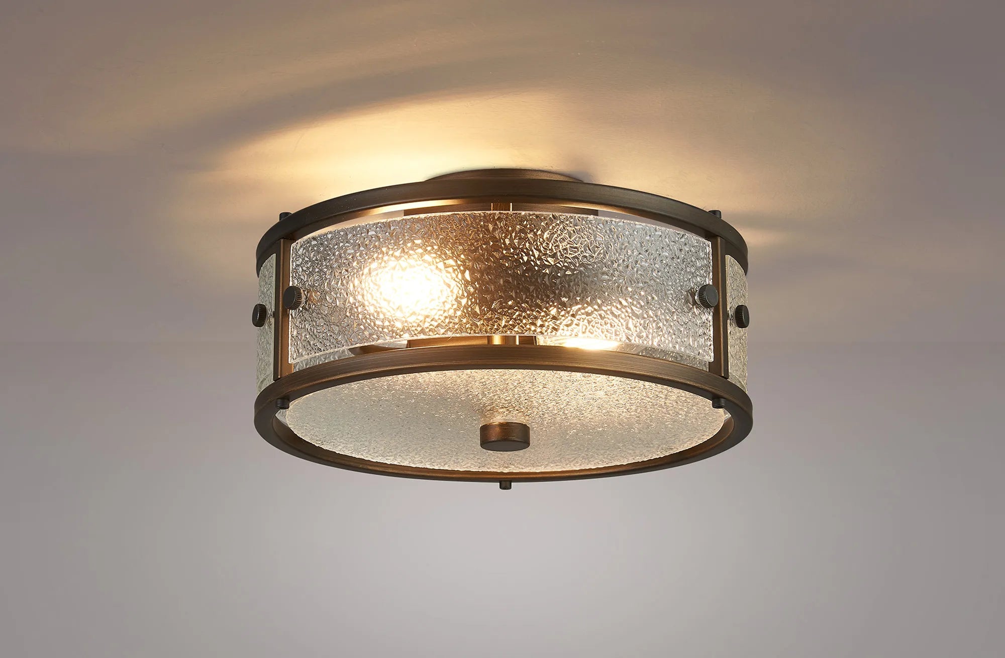 Luminosity Designs Ltd - Sherlock 25cm Round Ceiling, 2 Light E14,, IP44, Painted Bronze with Faux Alabaster Glass - Luminosity Designs Ltd
