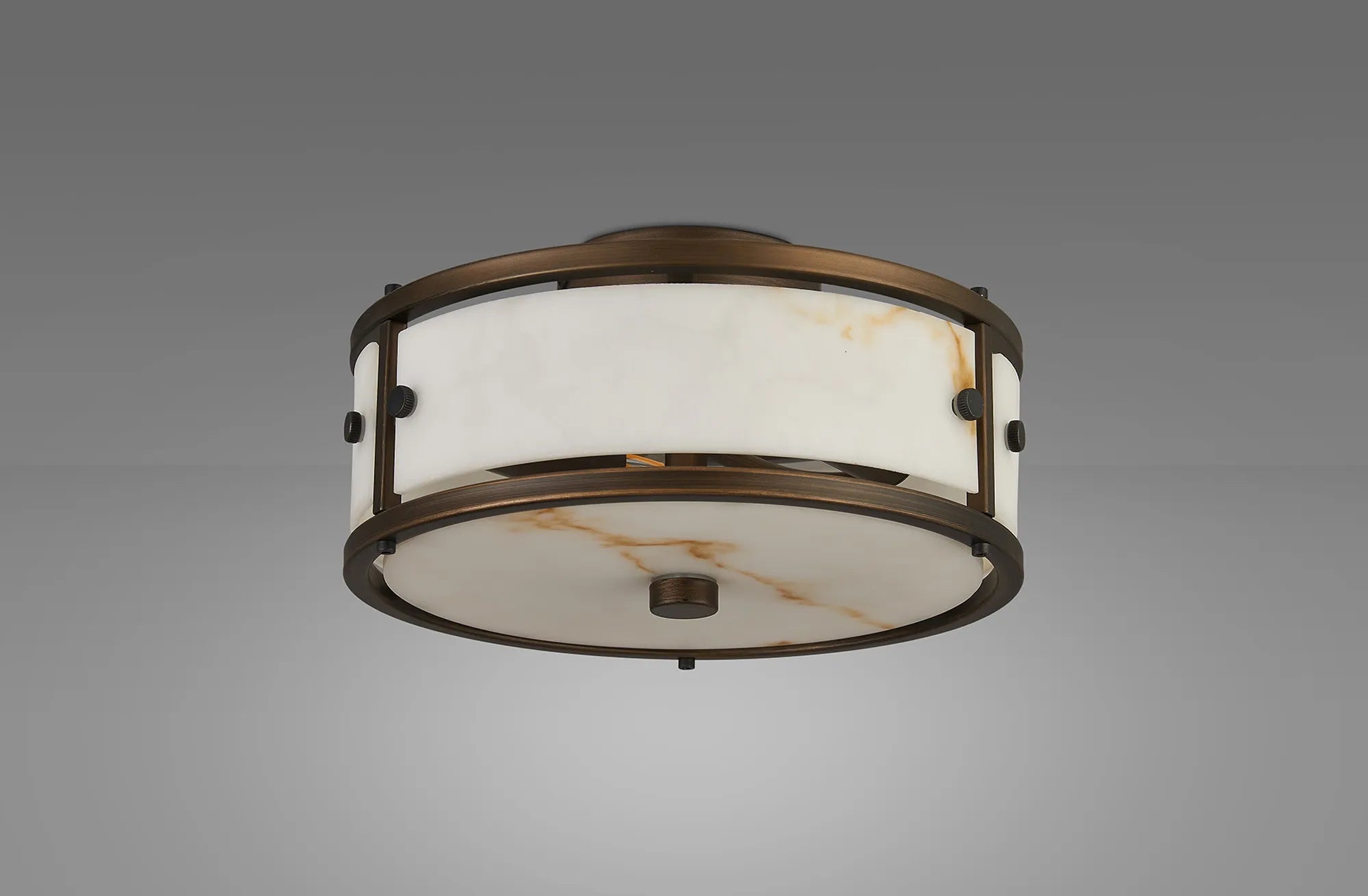 Luminosity Designs Ltd - Sherlock 25cm Round Ceiling, 2 Light E14,, IP44, Painted Bronze with Faux Alabaster Glass - Luminosity Designs Ltd