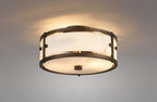 Luminosity Designs Ltd - Sherlock 25cm Round Ceiling, 2 Light E14,, IP44, Painted Bronze with Faux Alabaster Glass - Luminosity Designs Ltd