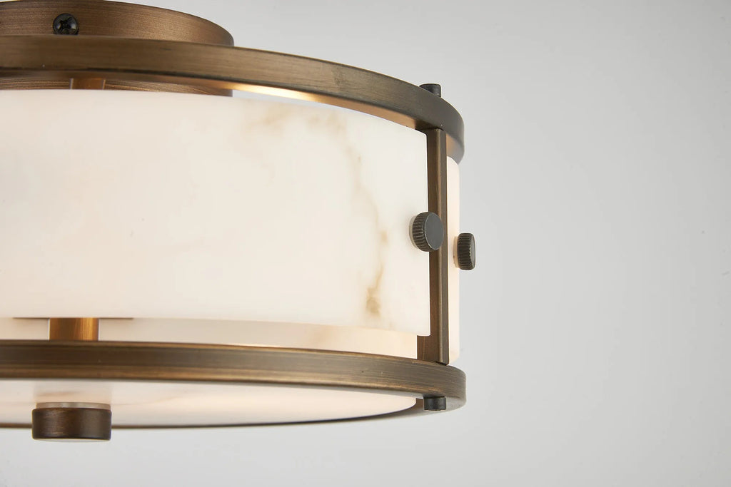 Luminosity Designs Ltd - Sherlock 25cm Round Ceiling, 2 Light E14,, IP44, Painted Bronze with Faux Alabaster Glass - Luminosity Designs Ltd