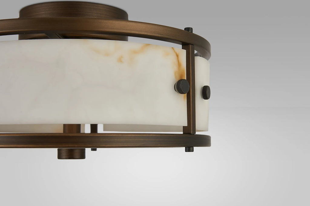 Luminosity Designs Ltd - Sherlock 25cm Round Ceiling, 2 Light E14,, IP44, Painted Bronze with Faux Alabaster Glass - Luminosity Designs Ltd