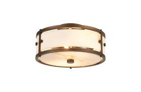 Luminosity Designs Ltd - Sherlock 25cm Round Ceiling, 2 Light E14,, IP44, Painted Bronze with Faux Alabaster Glass - Luminosity Designs Ltd
