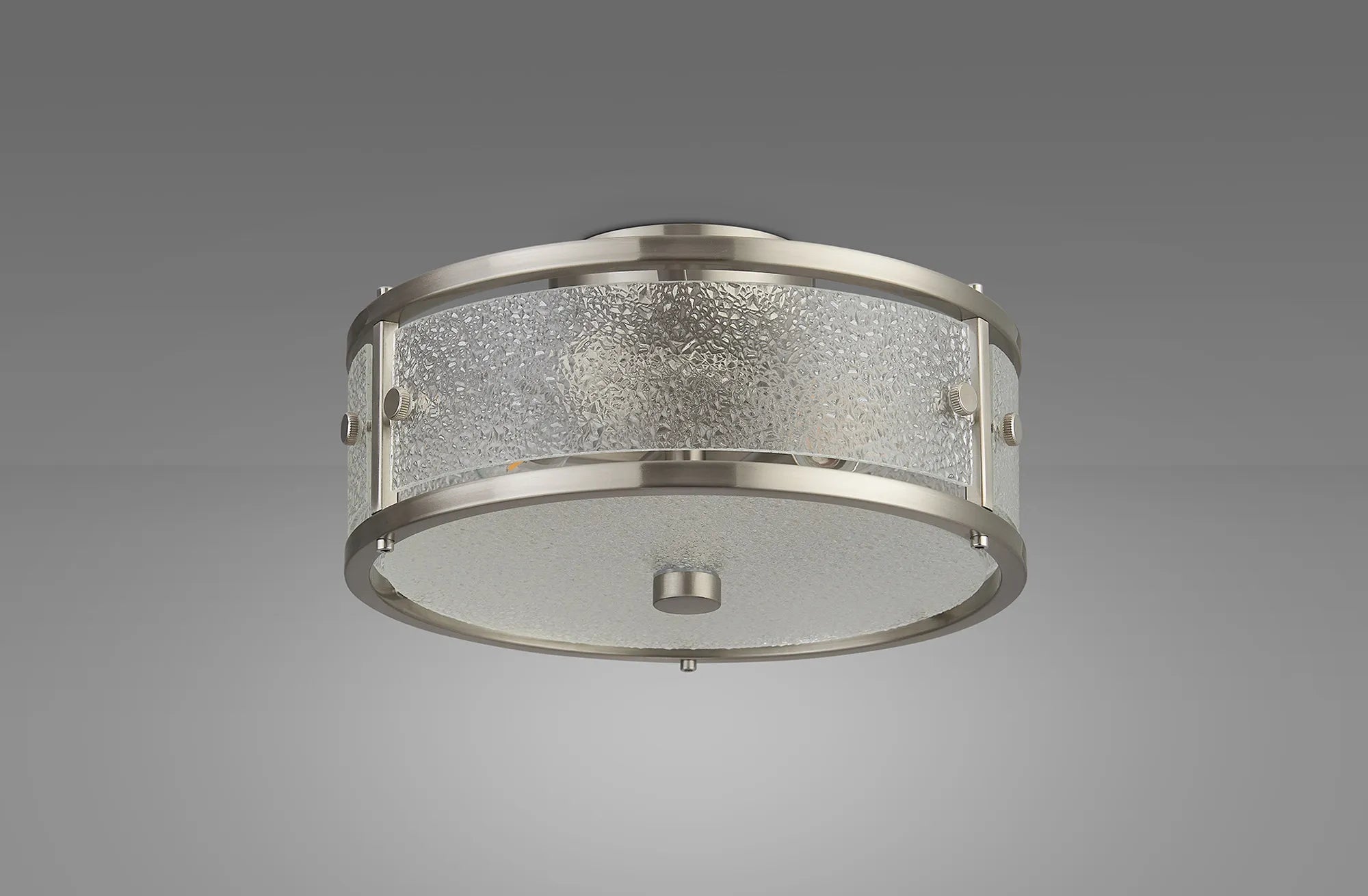 Luminosity Designs Ltd - Sherlock 25cm Round Ceiling, 2 Light E14,, IP44, Satin Nickel with Faux Alabaster Glass - Luminosity Designs Ltd