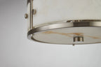 Luminosity Designs Ltd - Sherlock 25cm Round Ceiling, 2 Light E14,, IP44, Satin Nickel with Faux Alabaster Glass - Luminosity Designs Ltd