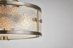 Luminosity Designs Ltd - Sherlock 25cm Round Ceiling, 2 Light E14,, IP44, Satin Nickel with Faux Alabaster Glass - Luminosity Designs Ltd