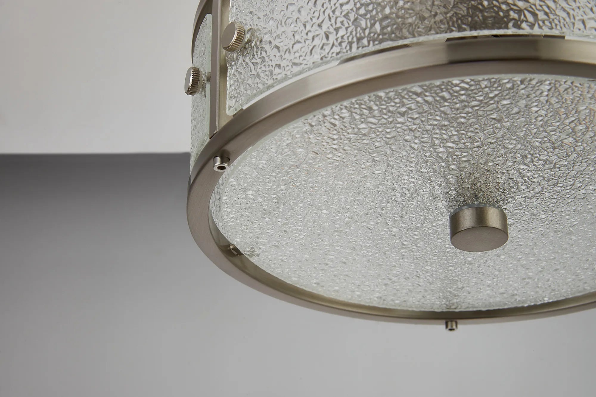 Luminosity Designs Ltd - Sherlock 25cm Round Ceiling, 2 Light E14,, IP44, Satin Nickel with Faux Alabaster Glass - Luminosity Designs Ltd