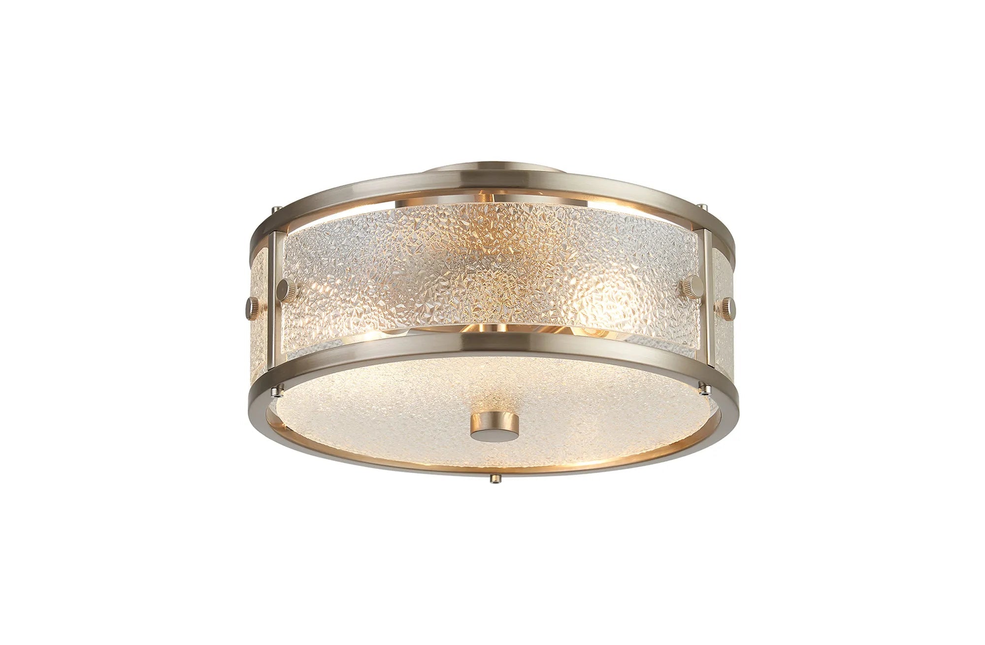 Luminosity Designs Ltd - Sherlock 25cm Round Ceiling, 2 Light E14,, IP44, Satin Nickel with Faux Alabaster Glass - Luminosity Designs Ltd