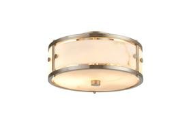 Luminosity Designs Ltd - Sherlock 25cm Round Ceiling, 2 Light E14,, IP44, Satin Nickel with Faux Alabaster Glass - Luminosity Designs Ltd