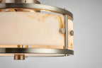 Luminosity Designs Ltd - Sherlock 25cm Round Ceiling, 2 Light E14,, IP44, Satin Nickel with Faux Alabaster Glass - Luminosity Designs Ltd