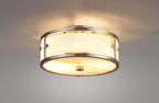 Luminosity Designs Ltd - Sherlock 25cm Round Ceiling, 2 Light E14,, IP44, Satin Nickel with Faux Alabaster Glass - Luminosity Designs Ltd