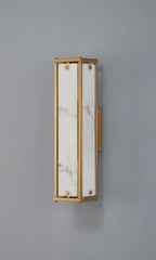 Luminosity Designs Ltd - Sherlock 40cm Rectangular Wall Light, 2 Light E14, IP44, Antique Brass with Faux Alabaster Glass - Luminosity Designs Ltd