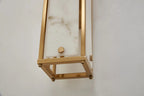 Luminosity Designs Ltd - Sherlock 40cm Rectangular Wall Light, 2 Light E14, IP44, Antique Brass with Faux Alabaster Glass - Luminosity Designs Ltd