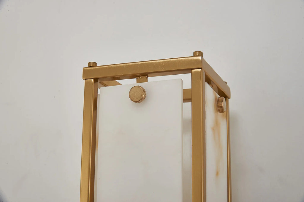 Luminosity Designs Ltd - Sherlock 40cm Rectangular Wall Light, 2 Light E14, IP44, Antique Brass with Faux Alabaster Glass - Luminosity Designs Ltd