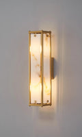 Luminosity Designs Ltd - Sherlock 40cm Rectangular Wall Light, 2 Light E14, IP44, Antique Brass with Faux Alabaster Glass - Luminosity Designs Ltd