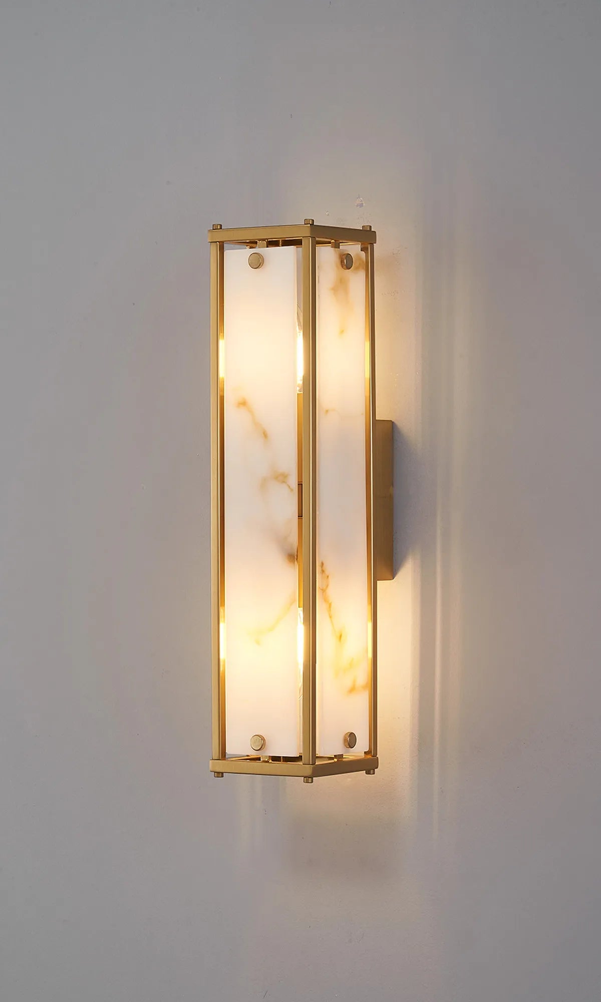 Luminosity Designs Ltd - Sherlock 40cm Rectangular Wall Light, 2 Light E14, IP44, Antique Brass with Faux Alabaster Glass - Luminosity Designs Ltd