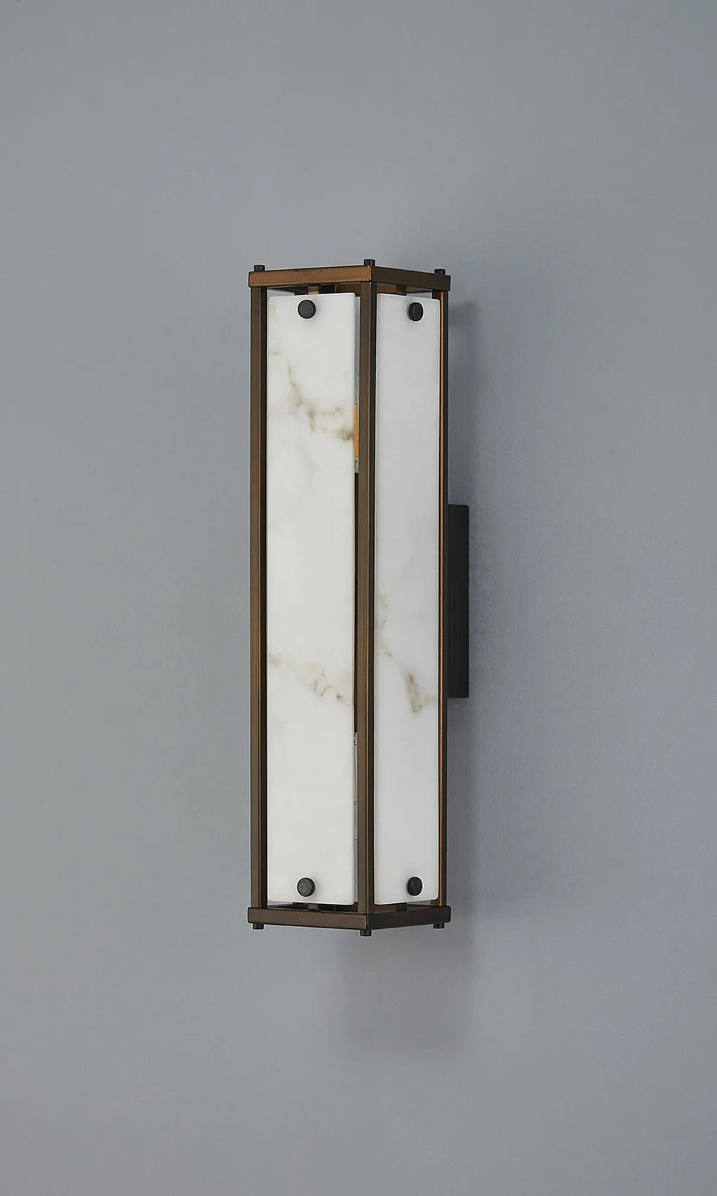 Luminosity Designs Ltd - Sherlock 40cm Rectangular Wall Light, 2 Light E14, IP44, Painted Bronze with Faux Alabaster Glass - Luminosity Designs Ltd
