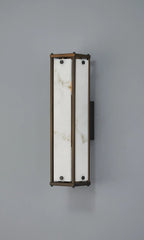 Luminosity Designs Ltd - Sherlock 40cm Rectangular Wall Light, 2 Light E14, IP44, Painted Bronze with Faux Alabaster Glass - Luminosity Designs Ltd