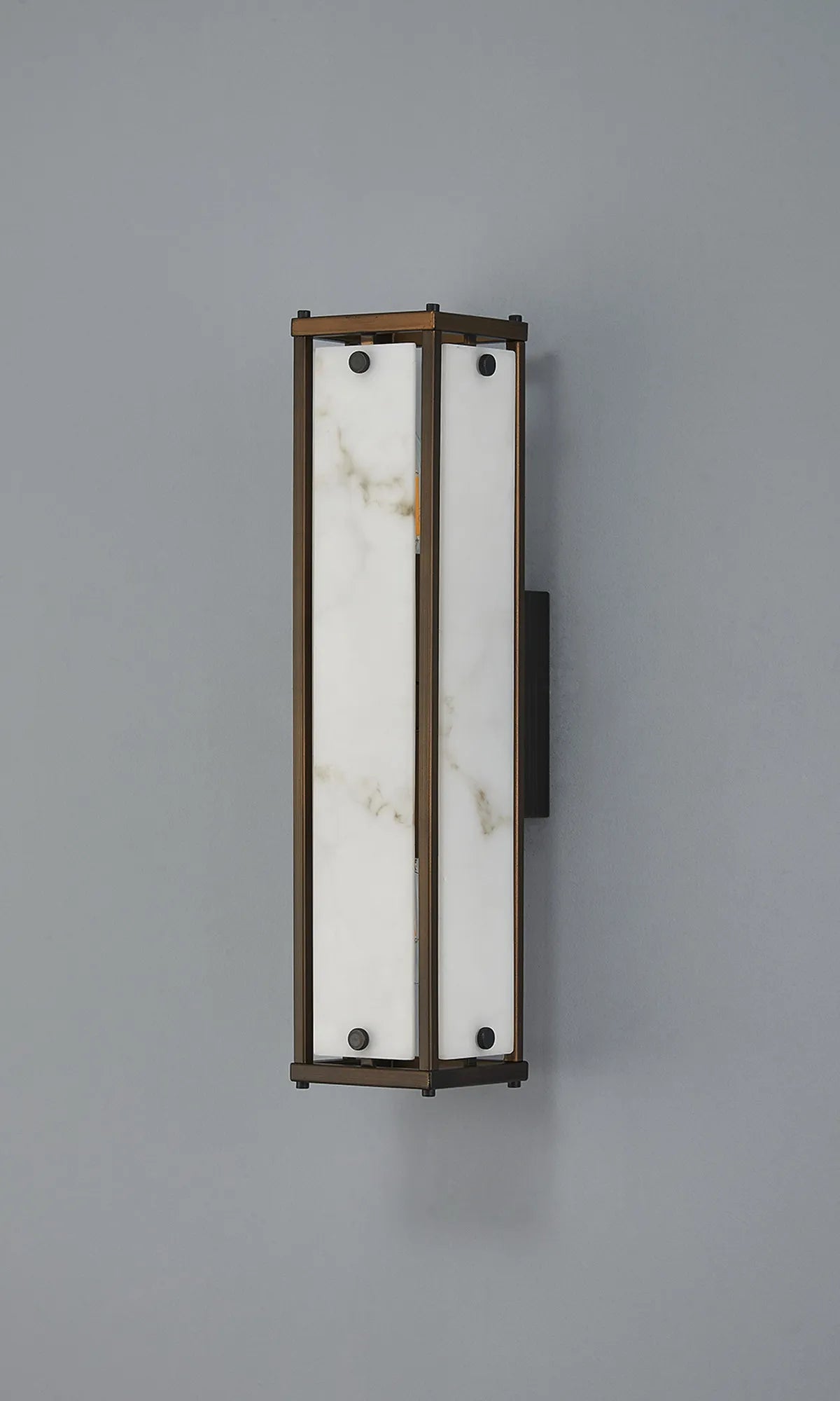 Luminosity Designs Ltd - Sherlock 40cm Rectangular Wall Light, 2 Light E14, IP44, Painted Bronze with Faux Alabaster Glass - Luminosity Designs Ltd