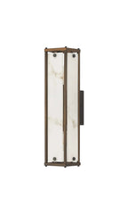 Luminosity Designs Ltd - Sherlock 40cm Rectangular Wall Light, 2 Light E14, IP44, Painted Bronze with Faux Alabaster Glass - Luminosity Designs Ltd