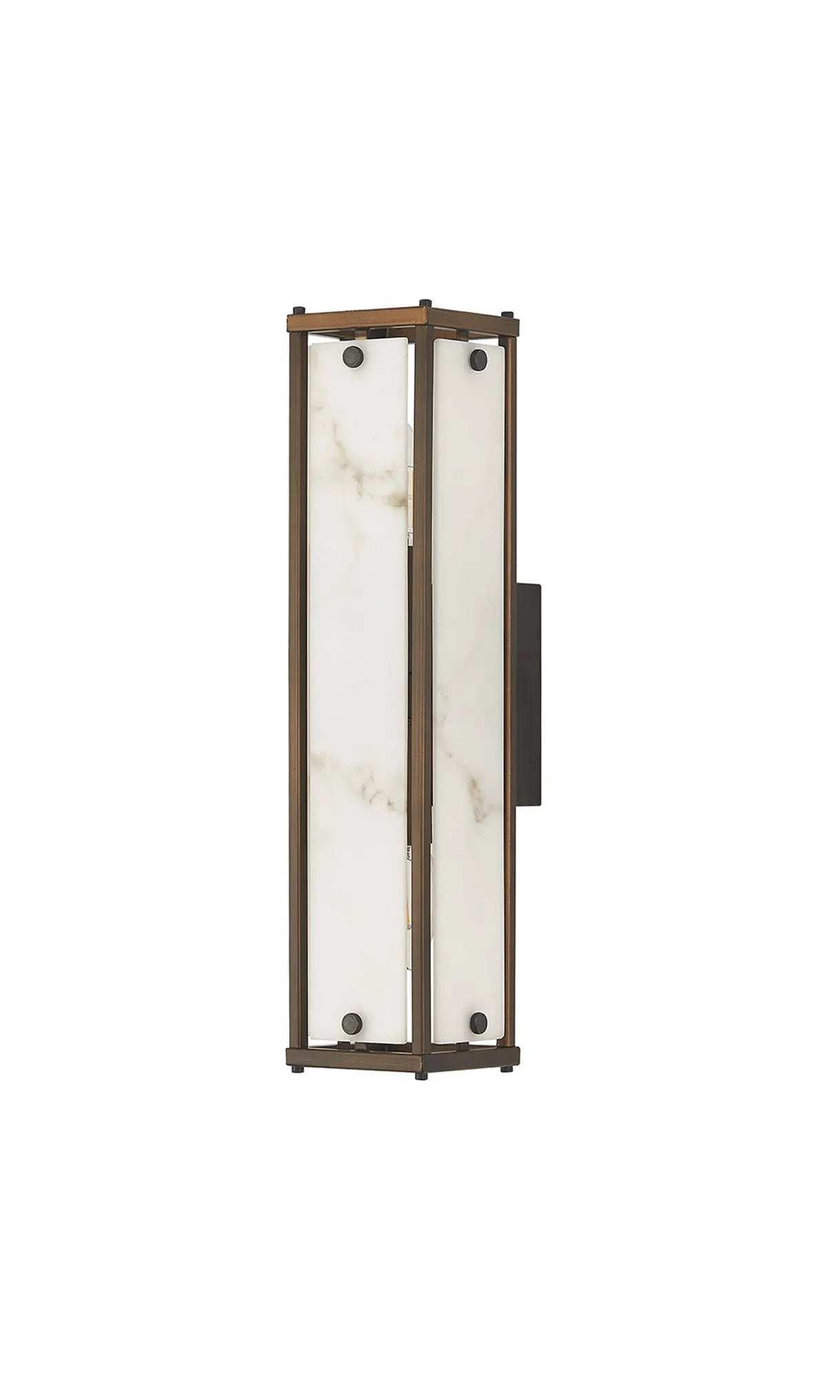 Luminosity Designs Ltd - Sherlock 40cm Rectangular Wall Light, 2 Light E14, IP44, Painted Bronze with Faux Alabaster Glass - Luminosity Designs Ltd